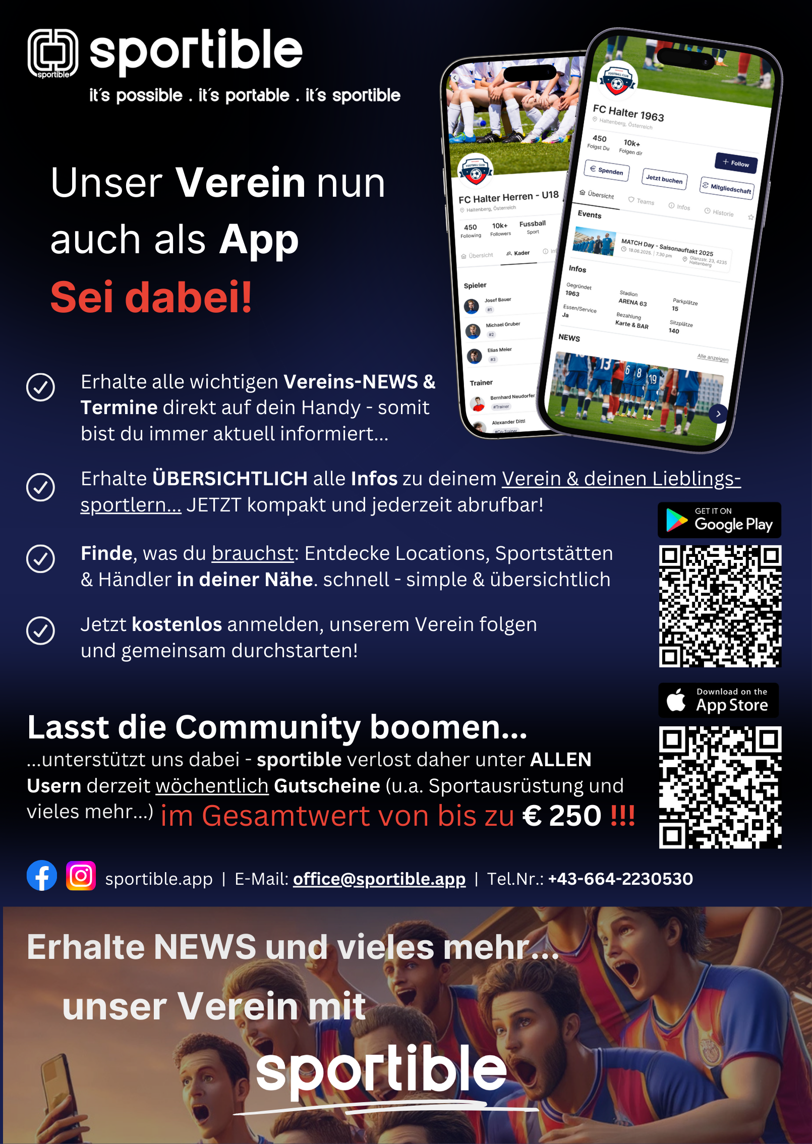 Poster sportible von Verein an FANs 